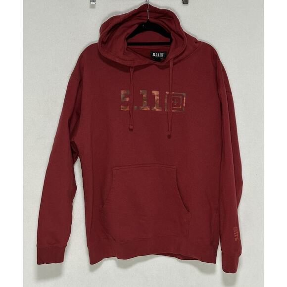 5.11 Tactical Hoodie Mens 2XL Large Red Logo Long Sleeve Performance Pullover - Picture 1 of 7